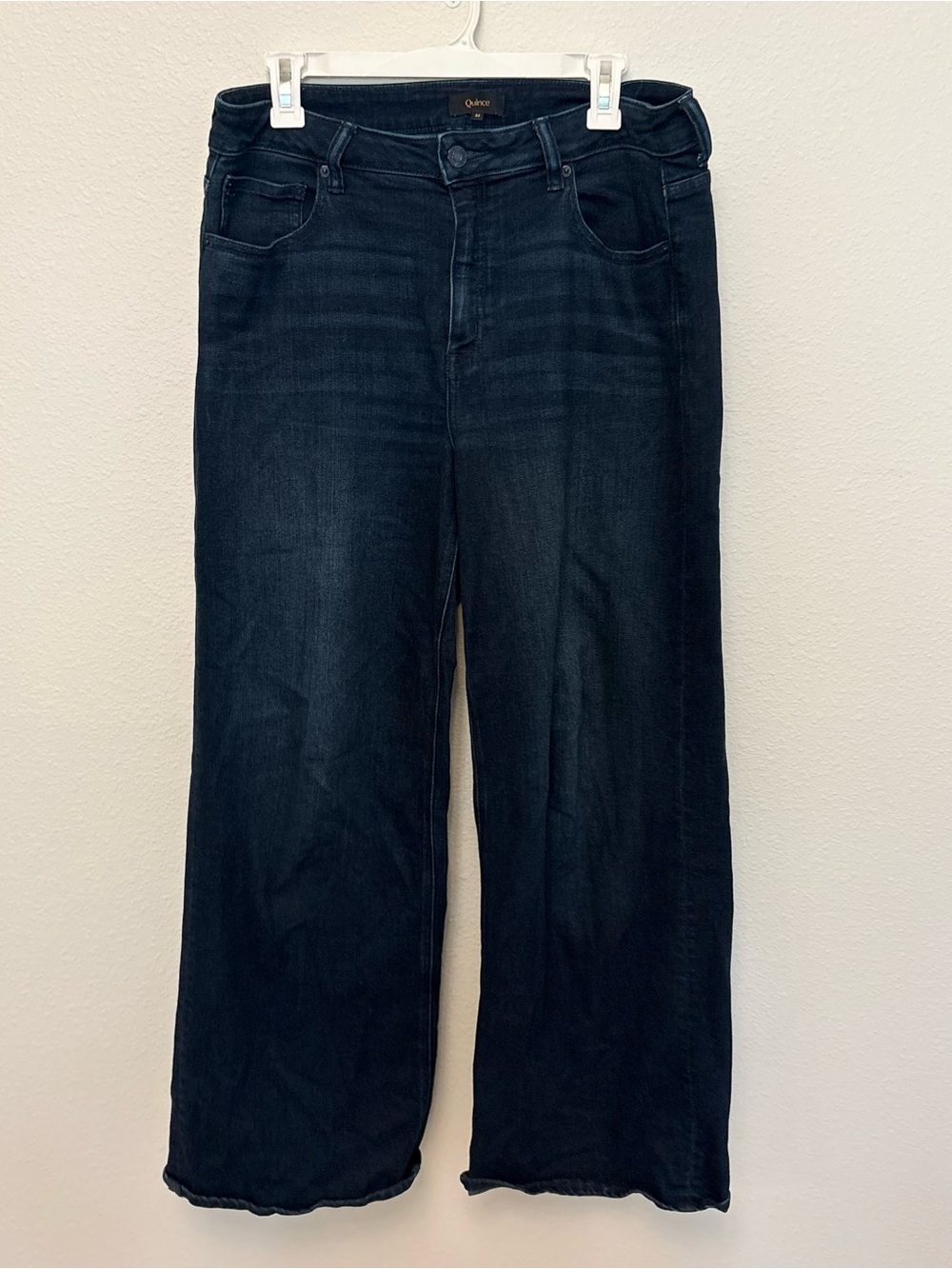 Quince Bella Stretch Wide Leg Denim Blue Jeans Deep Sea Blue Size 32